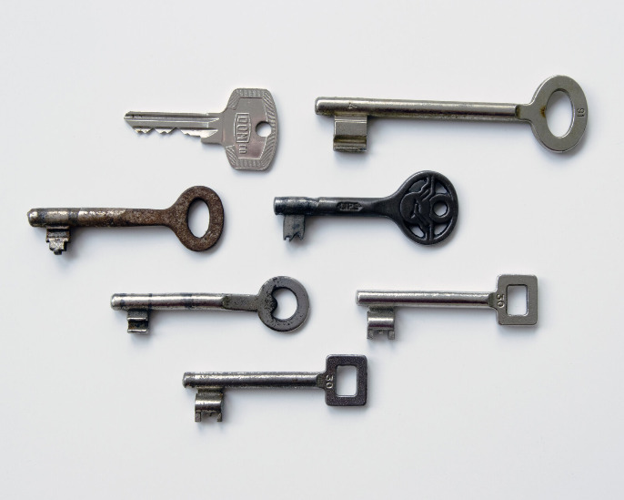 a set of keys on a white background