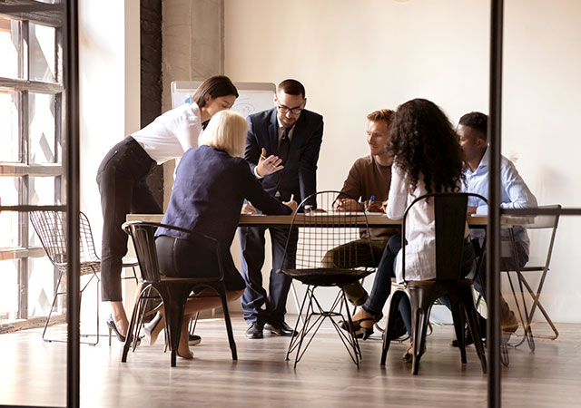 group members in a meeting