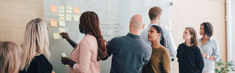 group of professionals brainstorming